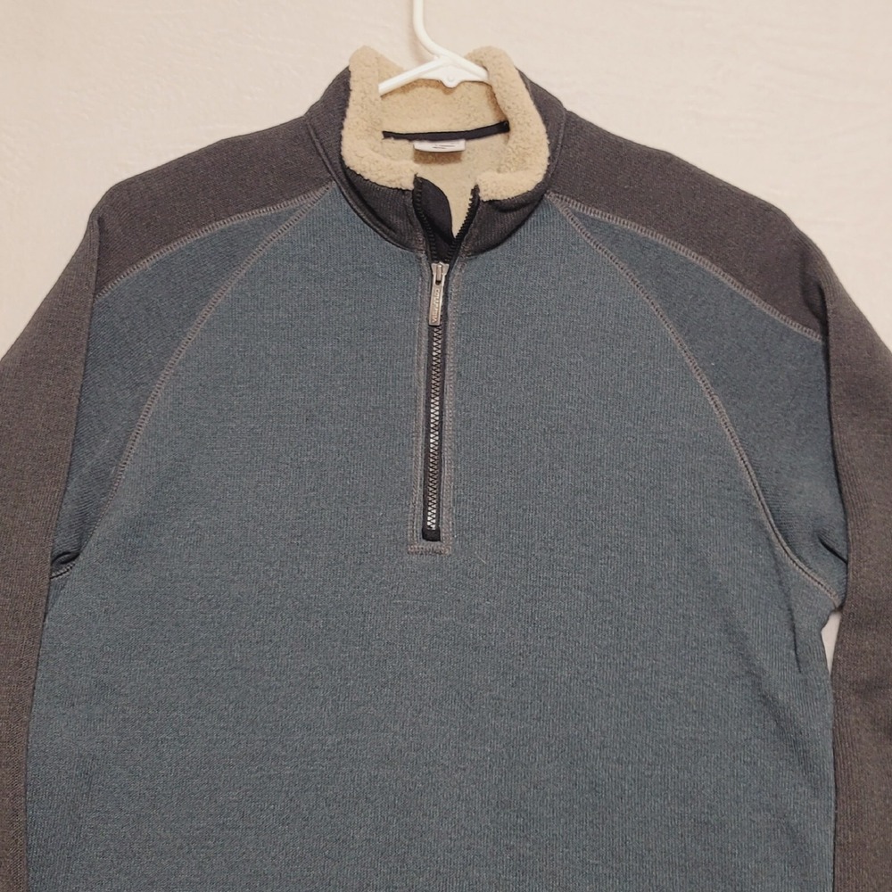 Columbia Men's Sweater Size M Medium Blue Gray Quarter Zip Pullover Knit - Picture 2 of 9